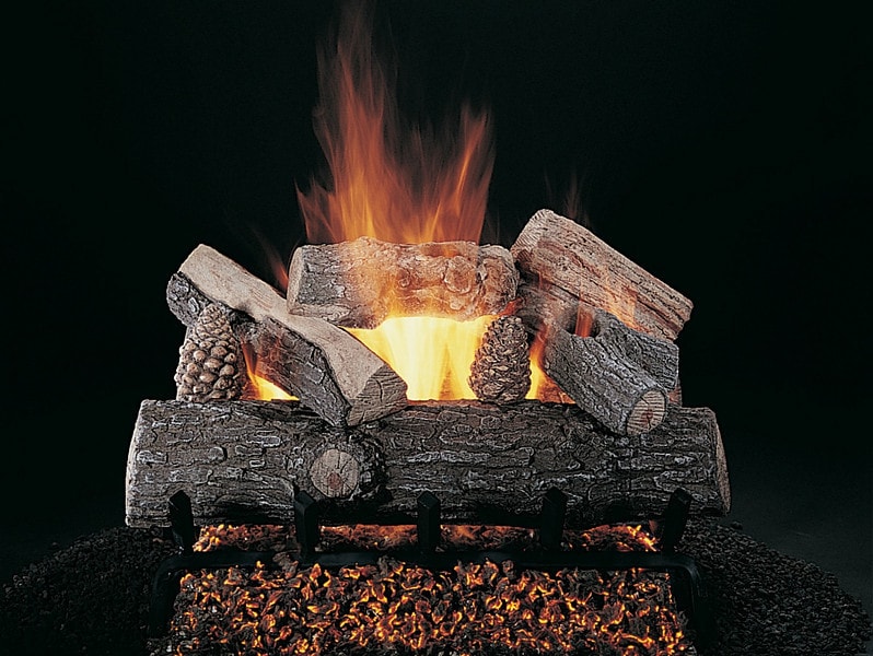 Natural Gas Rasmussen Bonfire Log Set with 18-Inch Flaming Ember Xtra Burner and Safety Pilot with Variable Flame Remote BF189-B18FXH-N-RMC1E-N 18-Inches