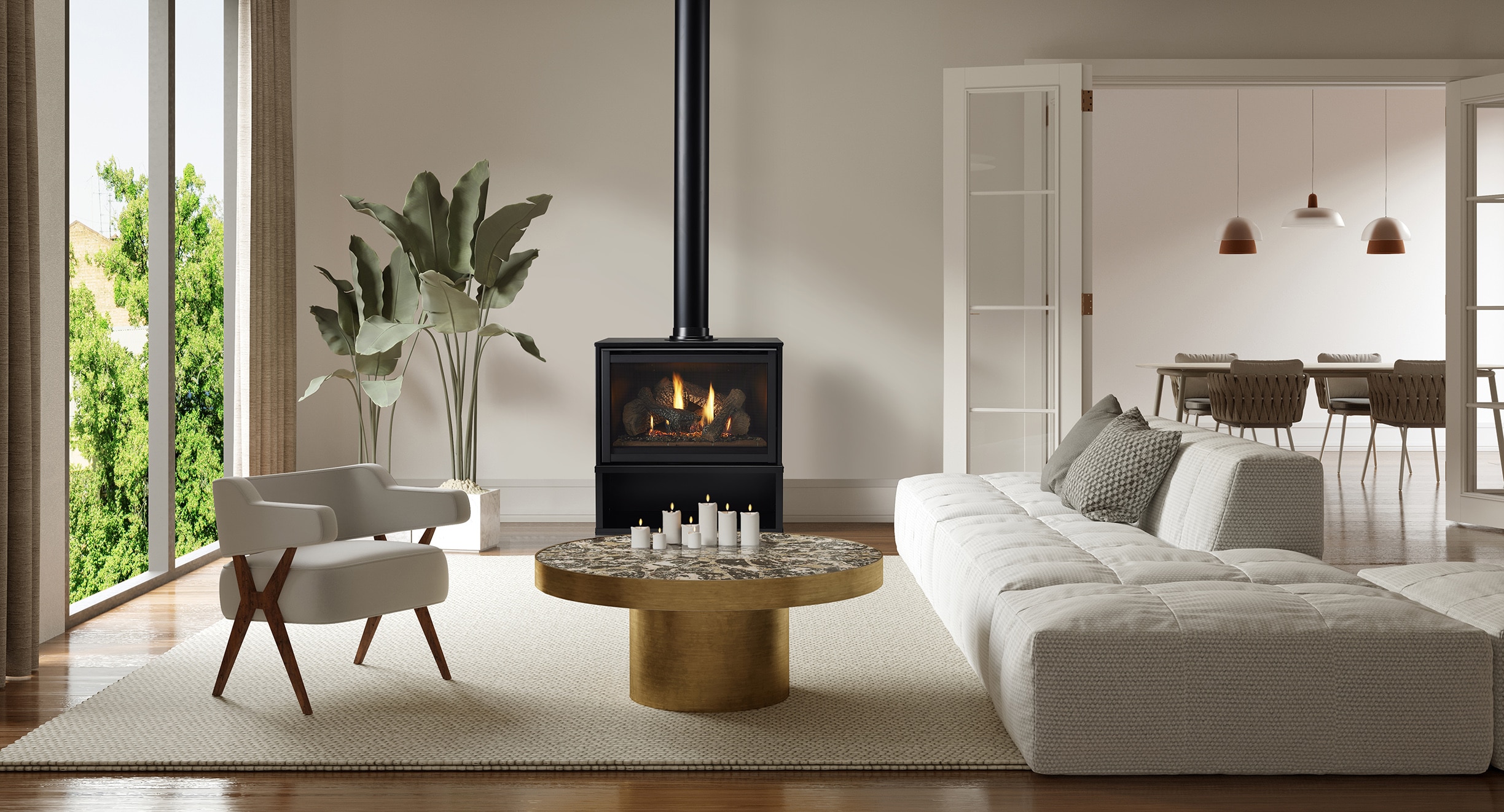 Heat & Glo Supreme Freestanding Direct Vent Fireplace Hearthside